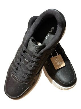 Superdry Black Men's Vegan Low-Top Sneakers with White Sole